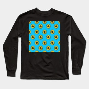 sunflower pattern in blue Long Sleeve T-Shirt